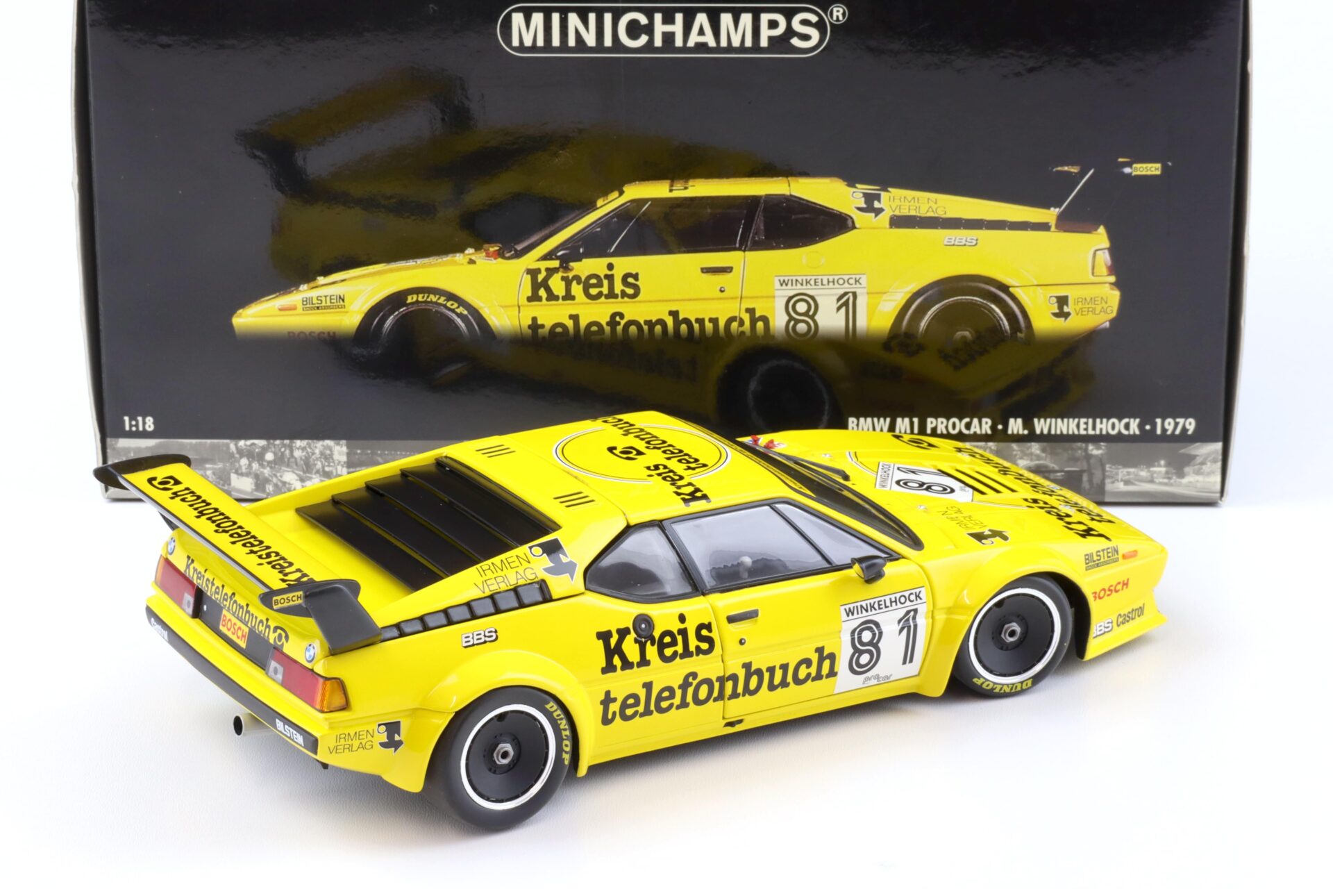 1:18 Minichamps BMW M1 Procar Kreistelefonbuch #81 M.Winkelhock 1979