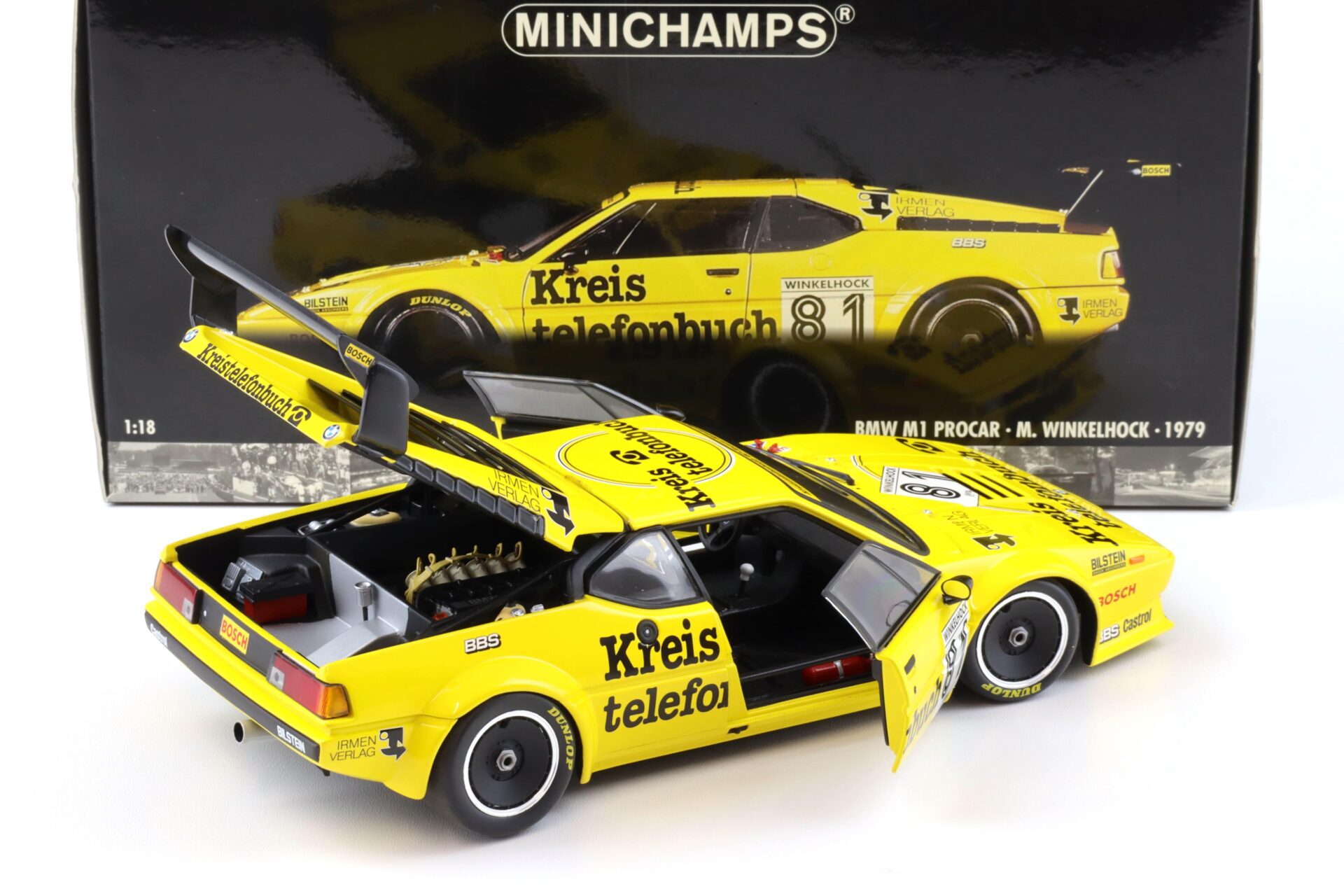 1:18 Minichamps BMW M1 Procar Kreistelefonbuch #81 M.Winkelhock 1979