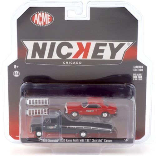 1:64 ACME Greenlight 1967 Chevrolet Camaro + Chevrolet C-30 Ramp Truck NICKEY