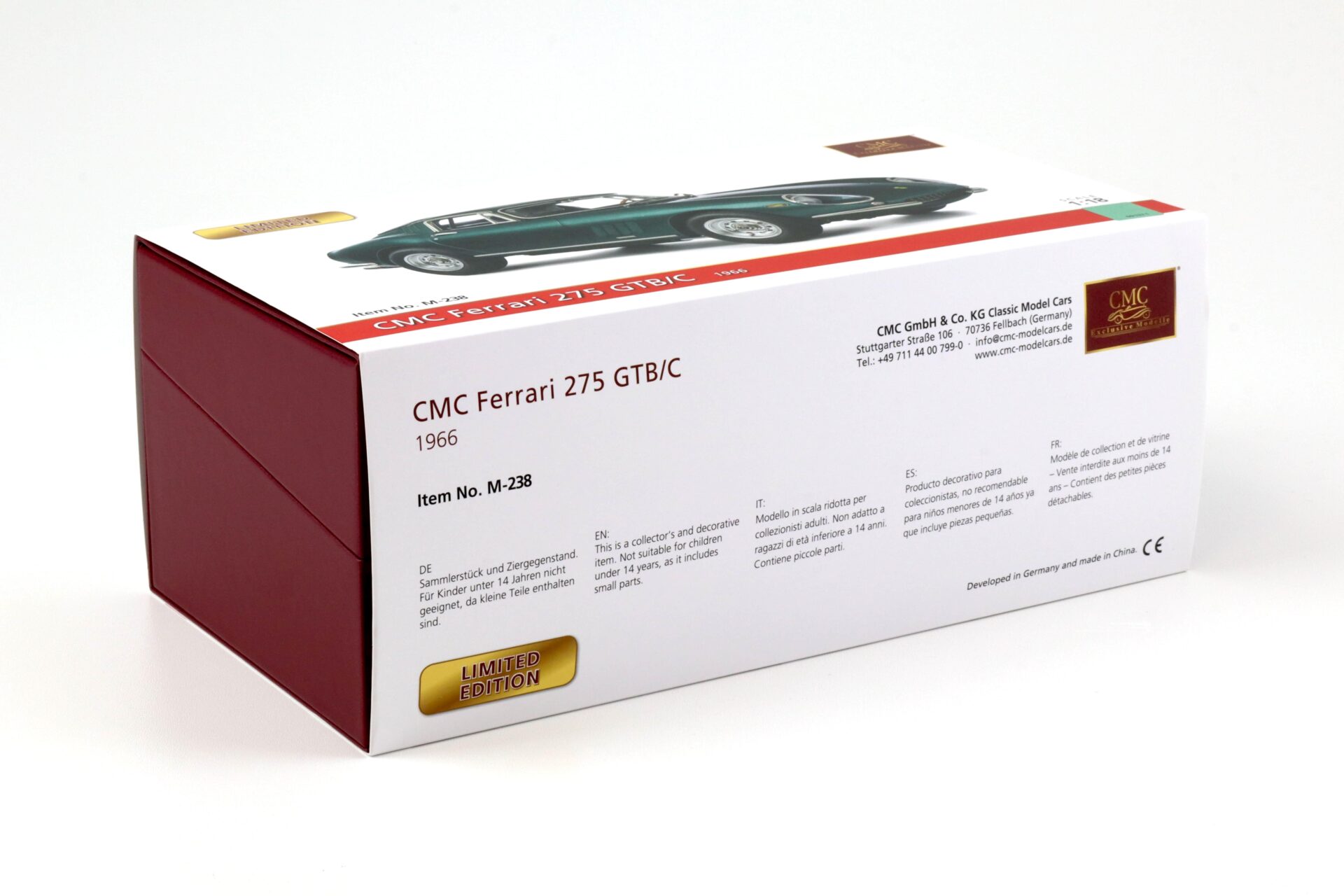 1:18 CMC Ferrari 275 GTB/C Coupe 1966 Verde Pino metallic M-238 - Limited 1000 pcs.