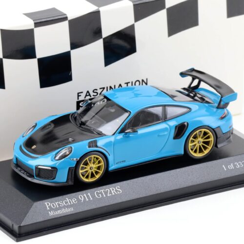 1:43 Minichamps Porsche 911 (991.II) GT2 RS Miami blue/ gold wheels