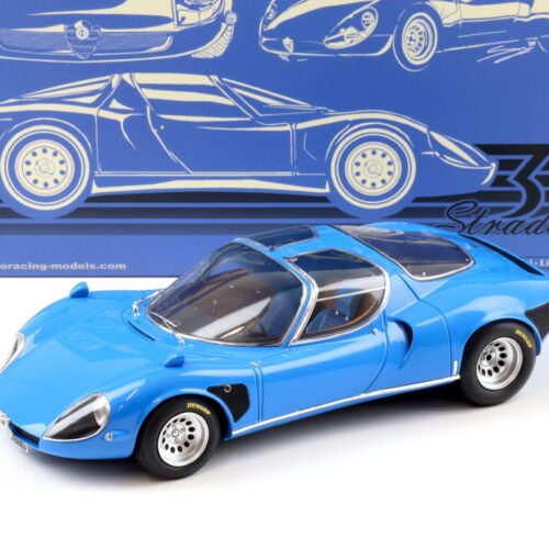 1:18 Laudoracing-Model Alfa Romeo 33 Coupe Stradale D Version Blue Telaio