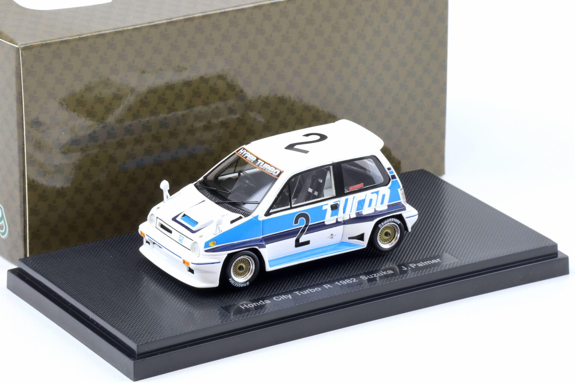 1:43 Ebbro Honda City Turbo R 1982 Suzuka J.Palmer #2 white/ blue