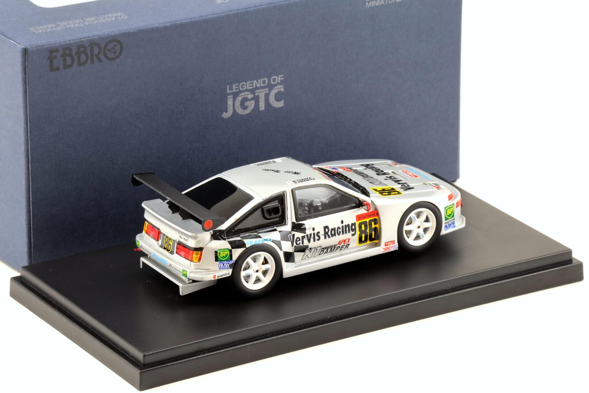 1:43 Ebbro Toyota Trueno BP Apex Kraft Trueno 1999 JGTC #86 silver