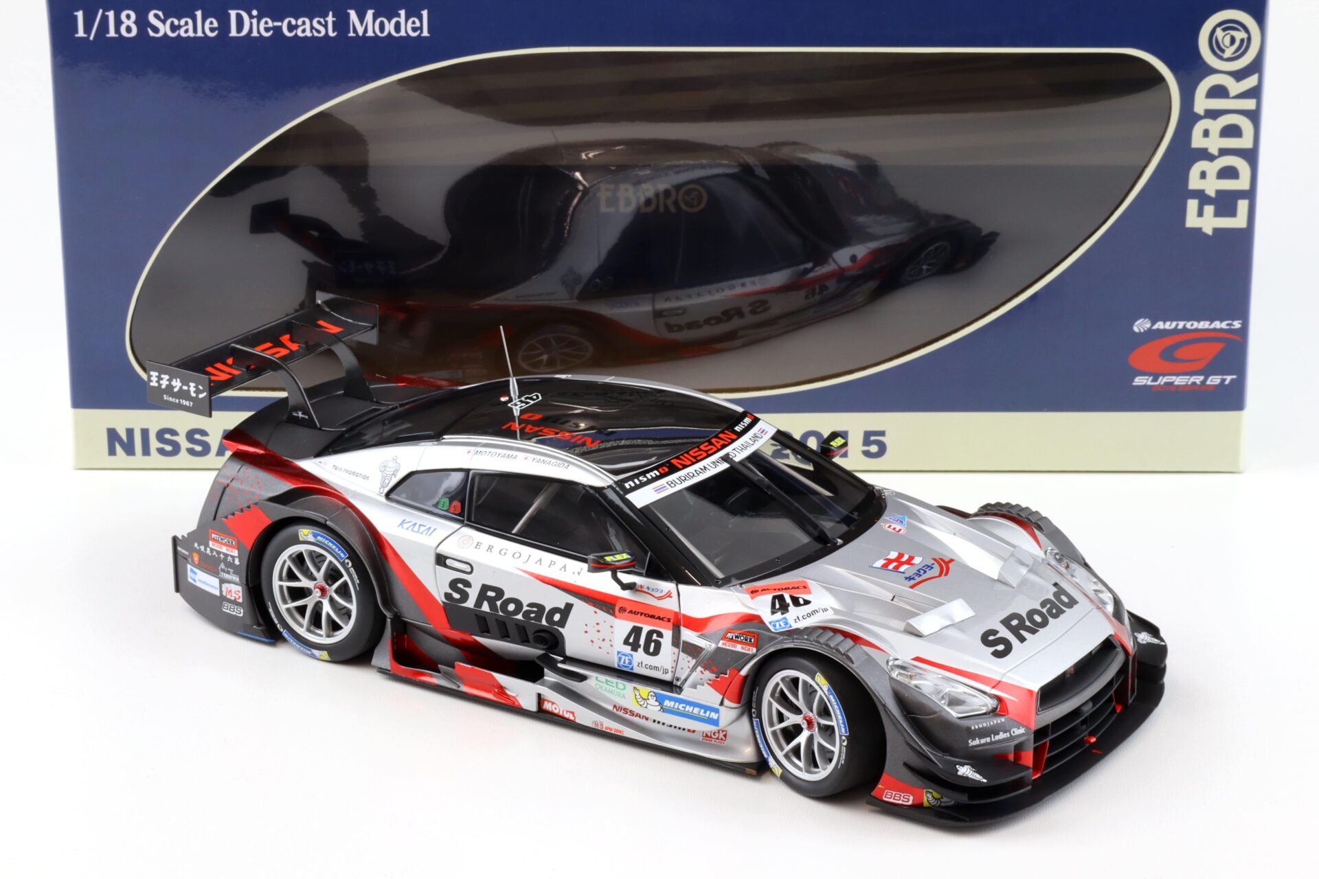 1:18 Ebbro Nissan GT-R Super GT500 2015 Rd.3 Thailand Winner S Road MOLA #46