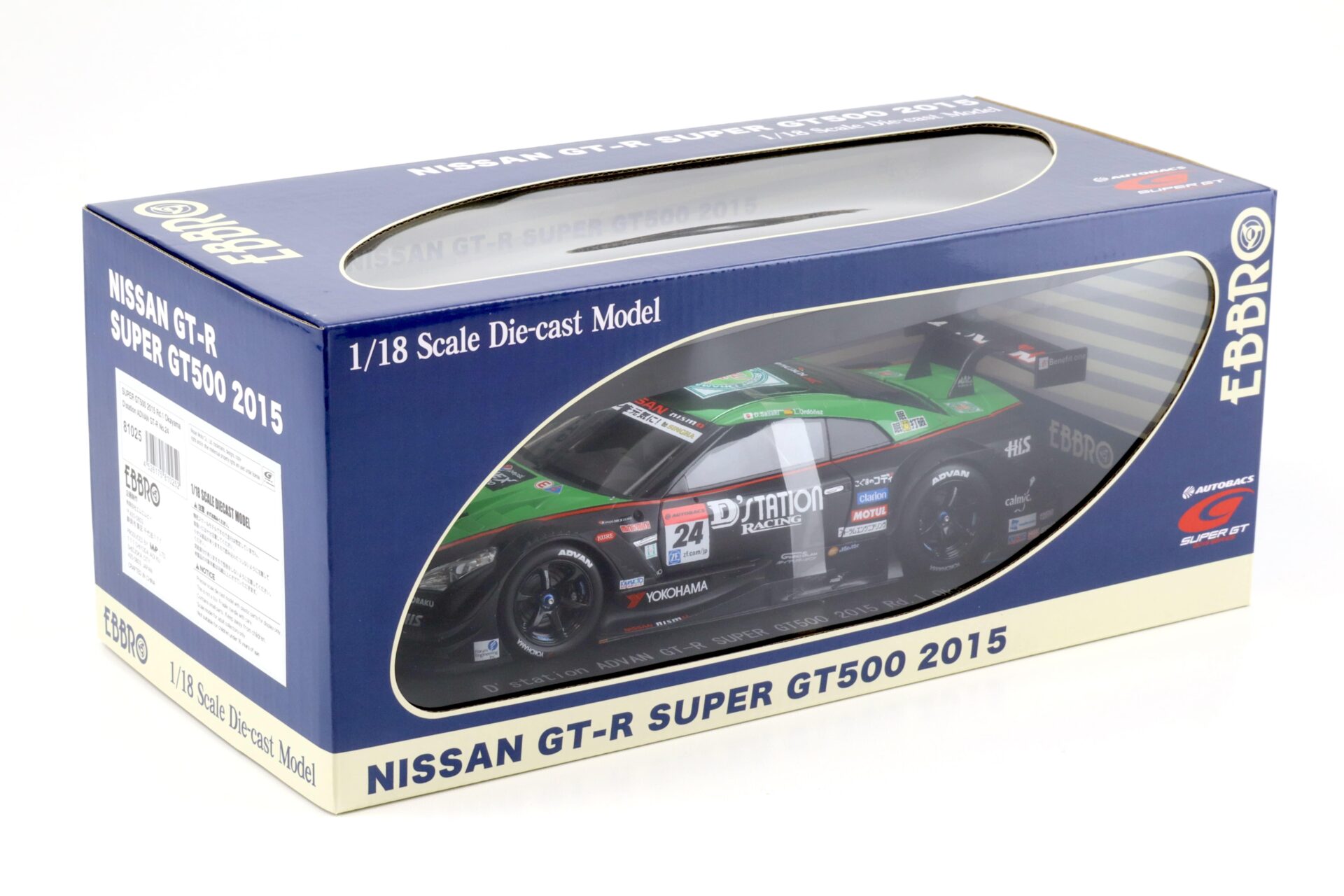 1:18 Ebbro Nissan GT-R Super GT500 2015 Rd.1 Okayama DÂ´station ADVAN #24