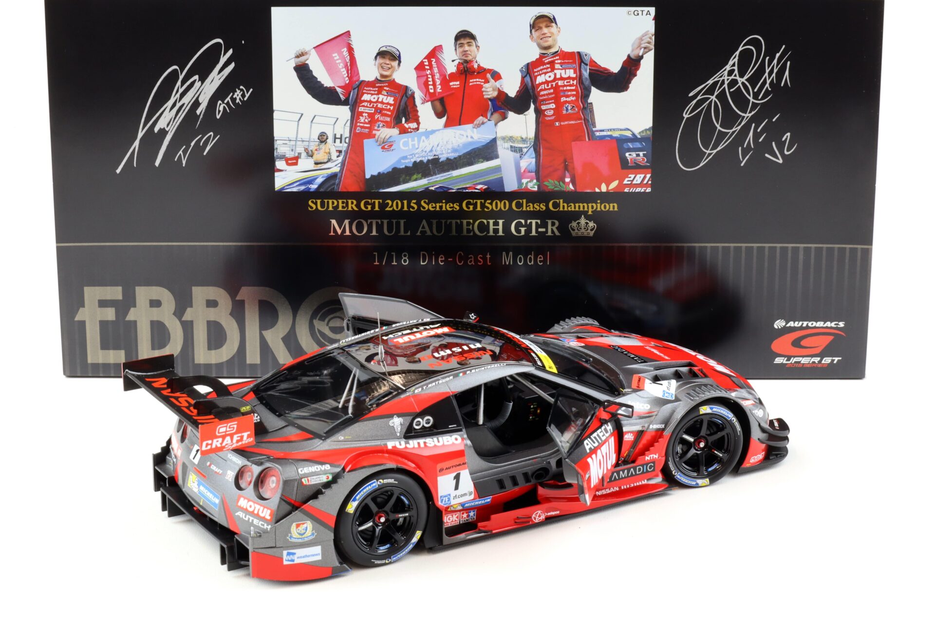 1:18 Ebbro Nissan GT-R Super GT500 2015 Champion Car MOTUL AUTECH #1