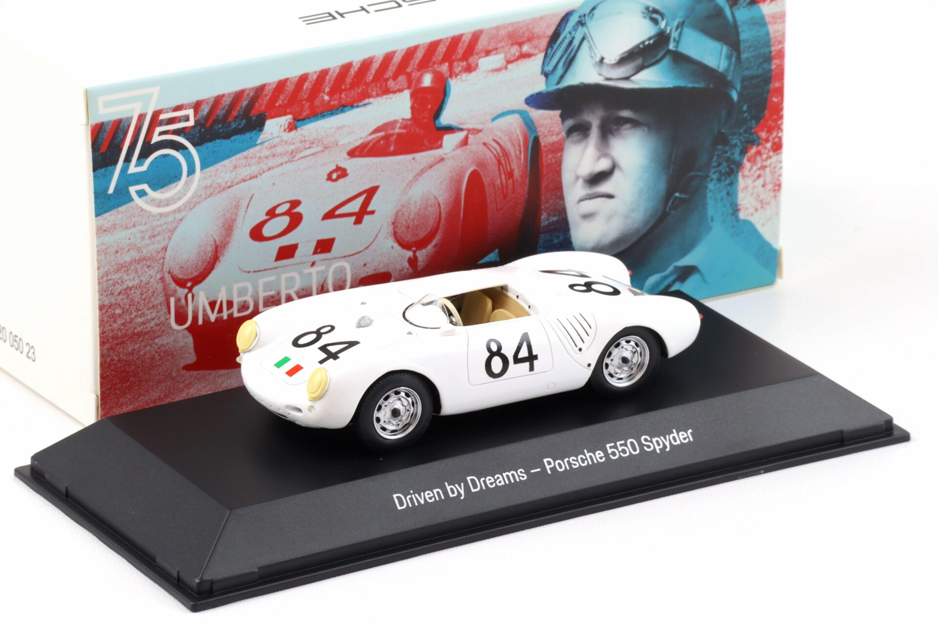 1:43 Spark Porsche 550 Spyder #84 Umberto Maglioli white 75Y MAP Porsche Museum