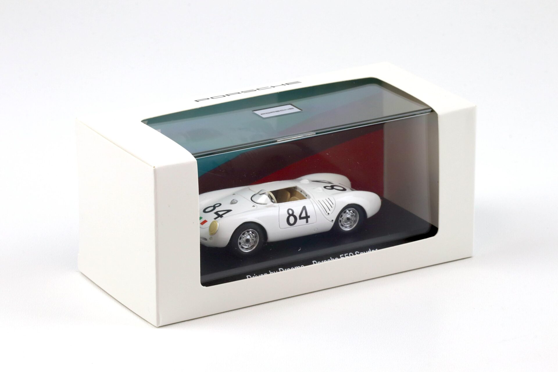 1:43 Spark Porsche 550 Spyder #84 Umberto Maglioli white 75Y MAP Porsche Museum