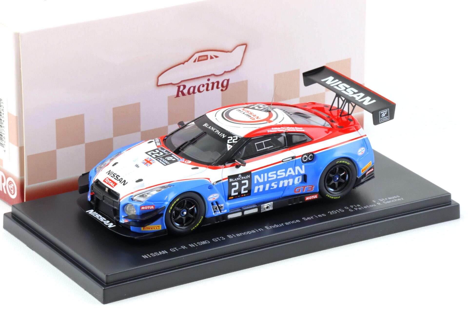 1:43 Ebbro Nissan GT-R NISMO GT3 Blancpain Endurance Series 2015 #22 Pla/ Strauss