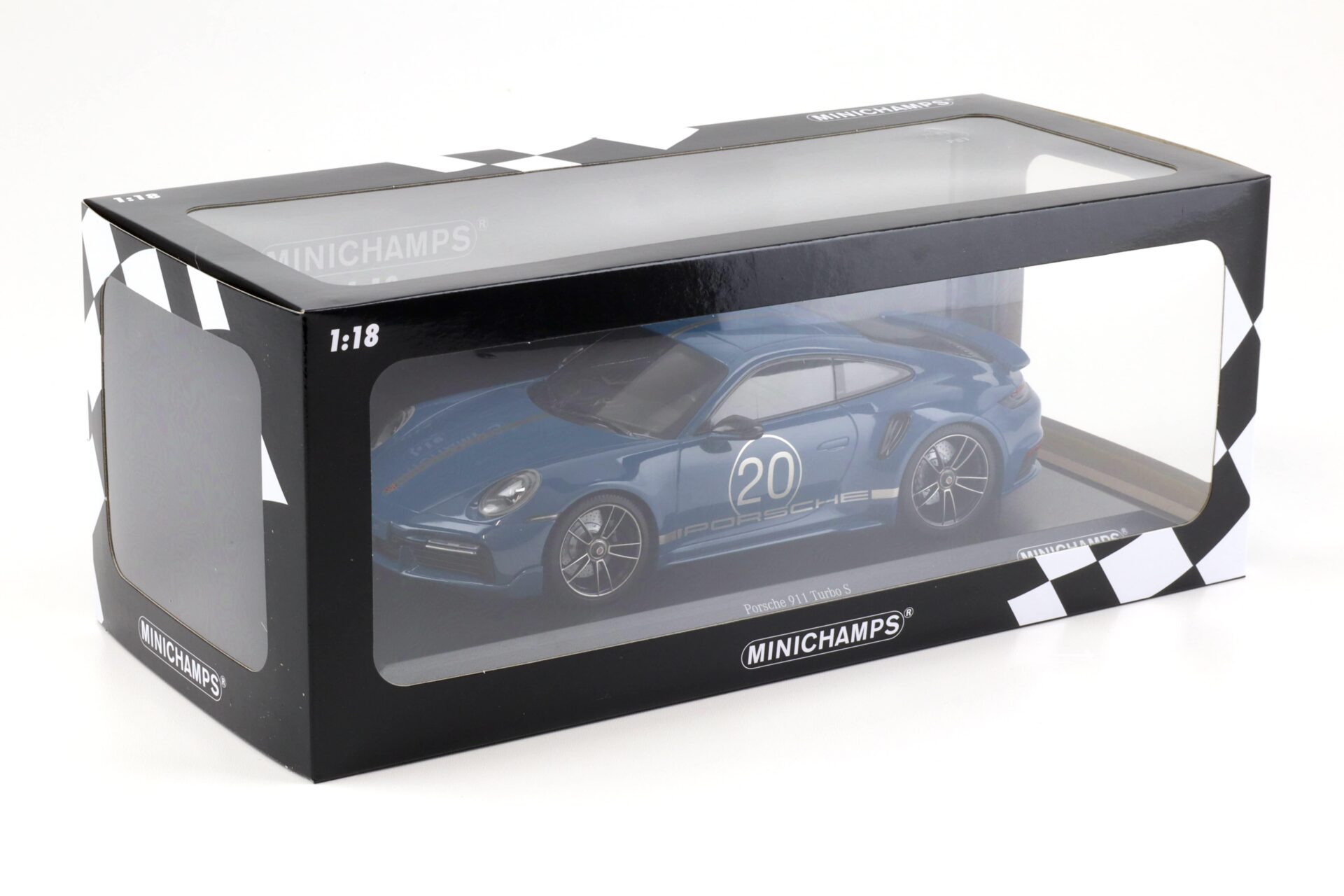 1:18 Minichamps Porsche 911 (992) Turbo S Coupe Sport Design 2021 blue