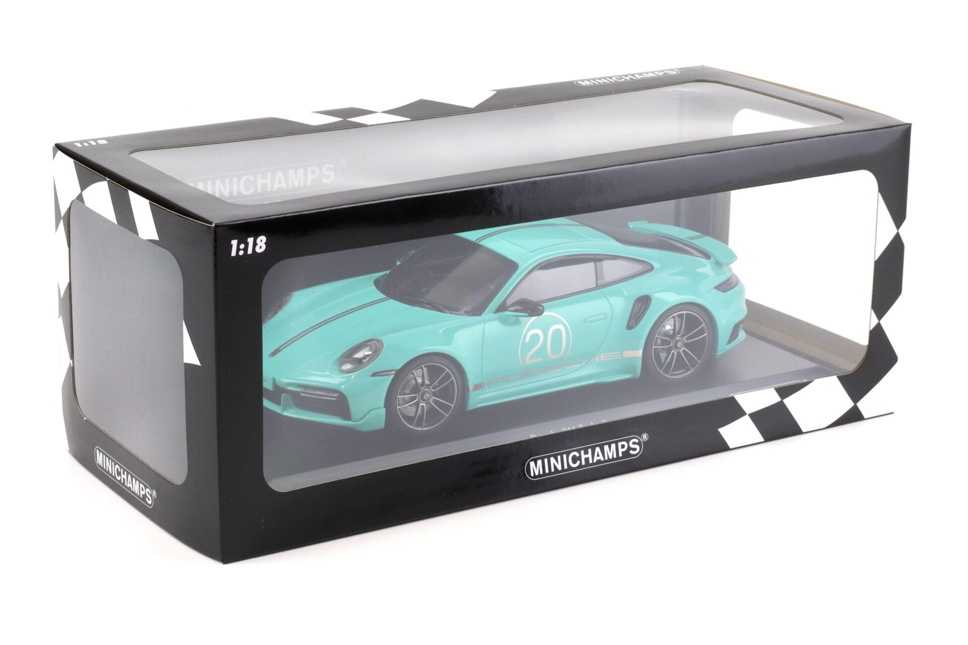 1:18 Minichamps Porsche 911 (992) Turbo S Coupe Sport Design 2021 mint green