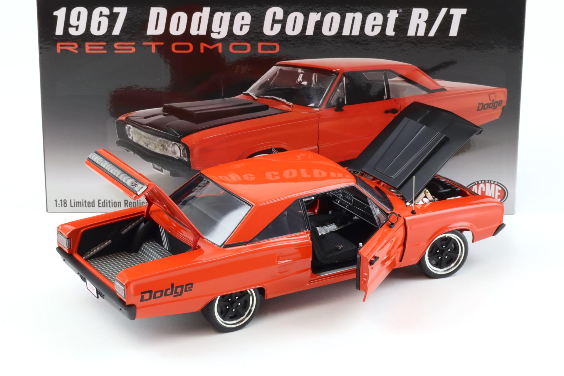 1:18 ACME 1967 Dodge Coronet R/T RESTOMOD red-orange/ black