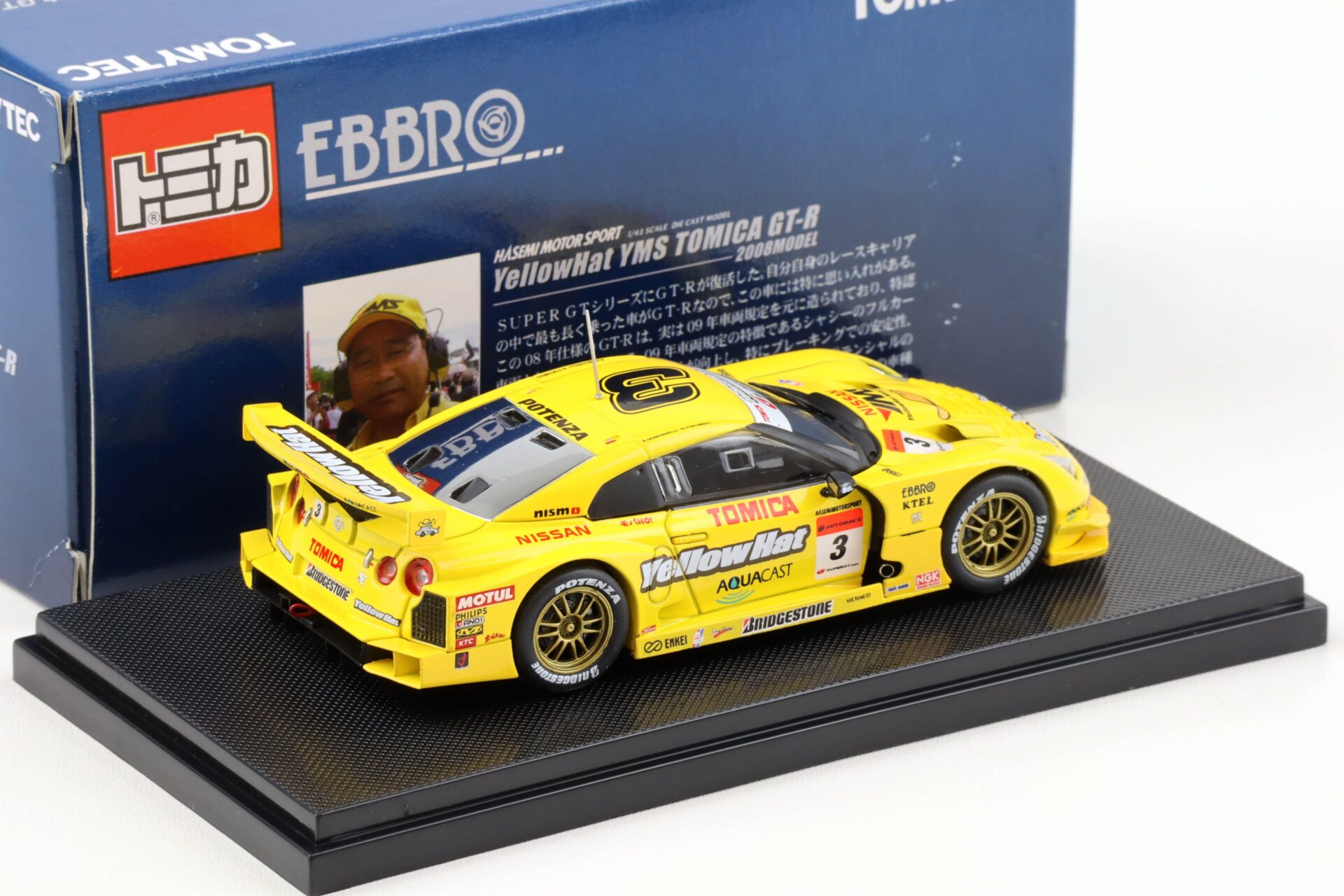 1:43 Ebbro Nissan GT-R YellowHat YMS TOMICA GT-R 2008 #3 Quintarelli/ Yokomizo
