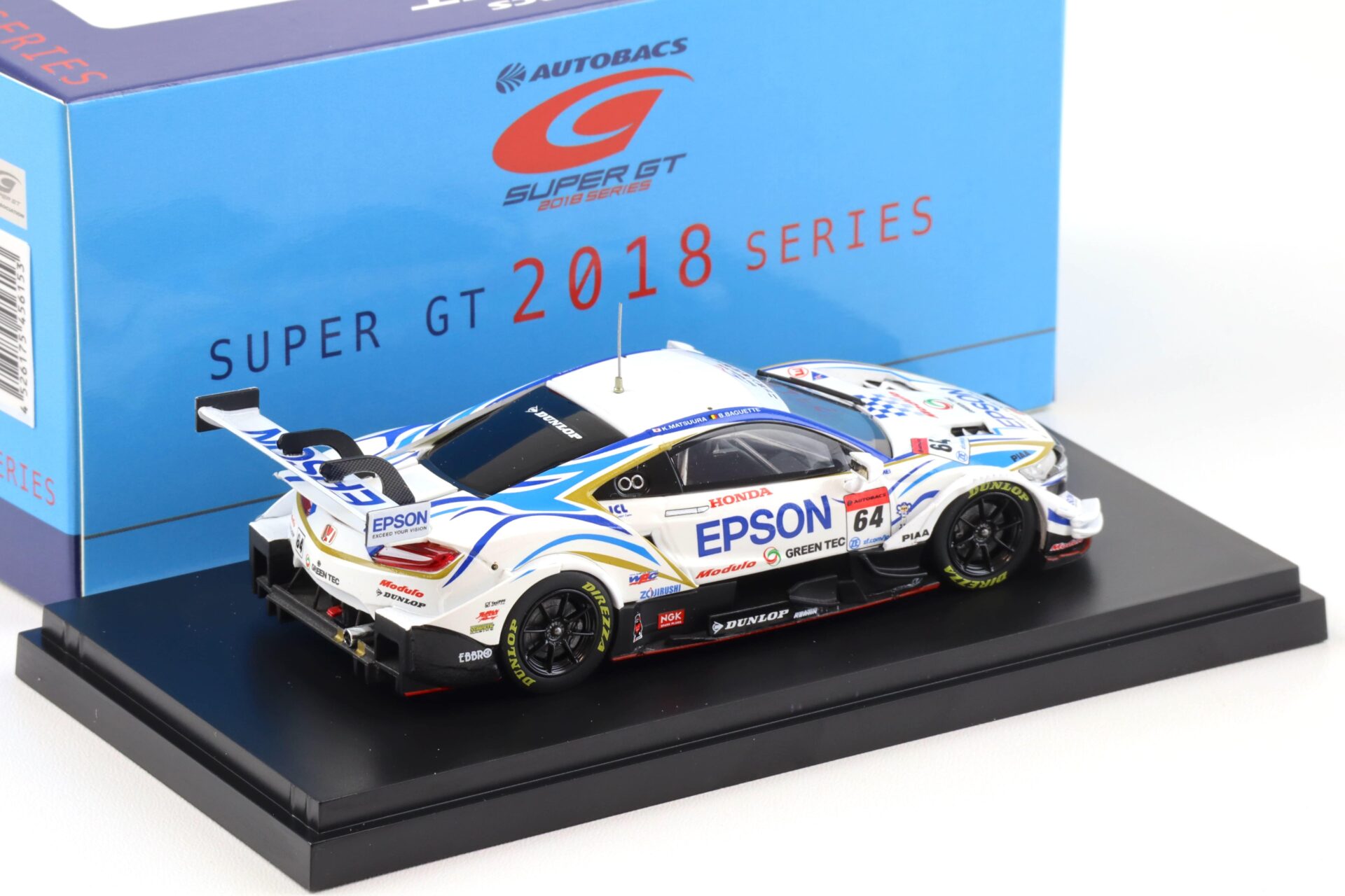 1:43 Ebbro Honda NSX-GT Super GT500 EPSON Modulo NSX-GT 2018 #64 Baguette