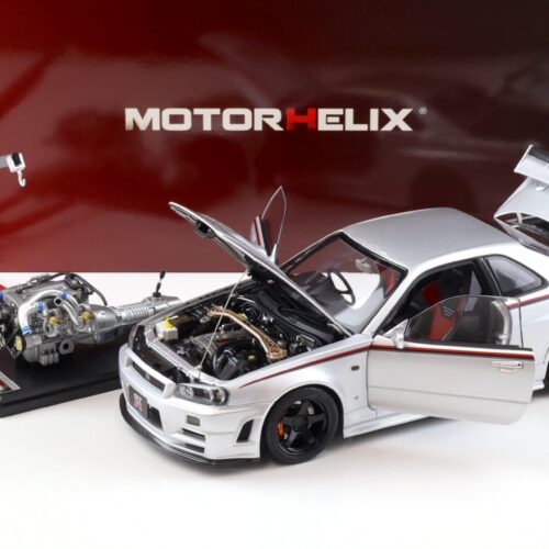 1:18 Motorhelix Nissan Skyline GT-R R34 Nismo CRS Livery silver M83429