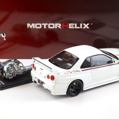 1:18 Motorhelix Nissan Skyline GT-R R34 Nismo CRS Livery white pearl M83427