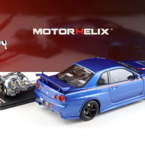 1:18 Motorhelix Nissan Skyline GT-R R34 Nismo CRS Livery Bayside blue M83428