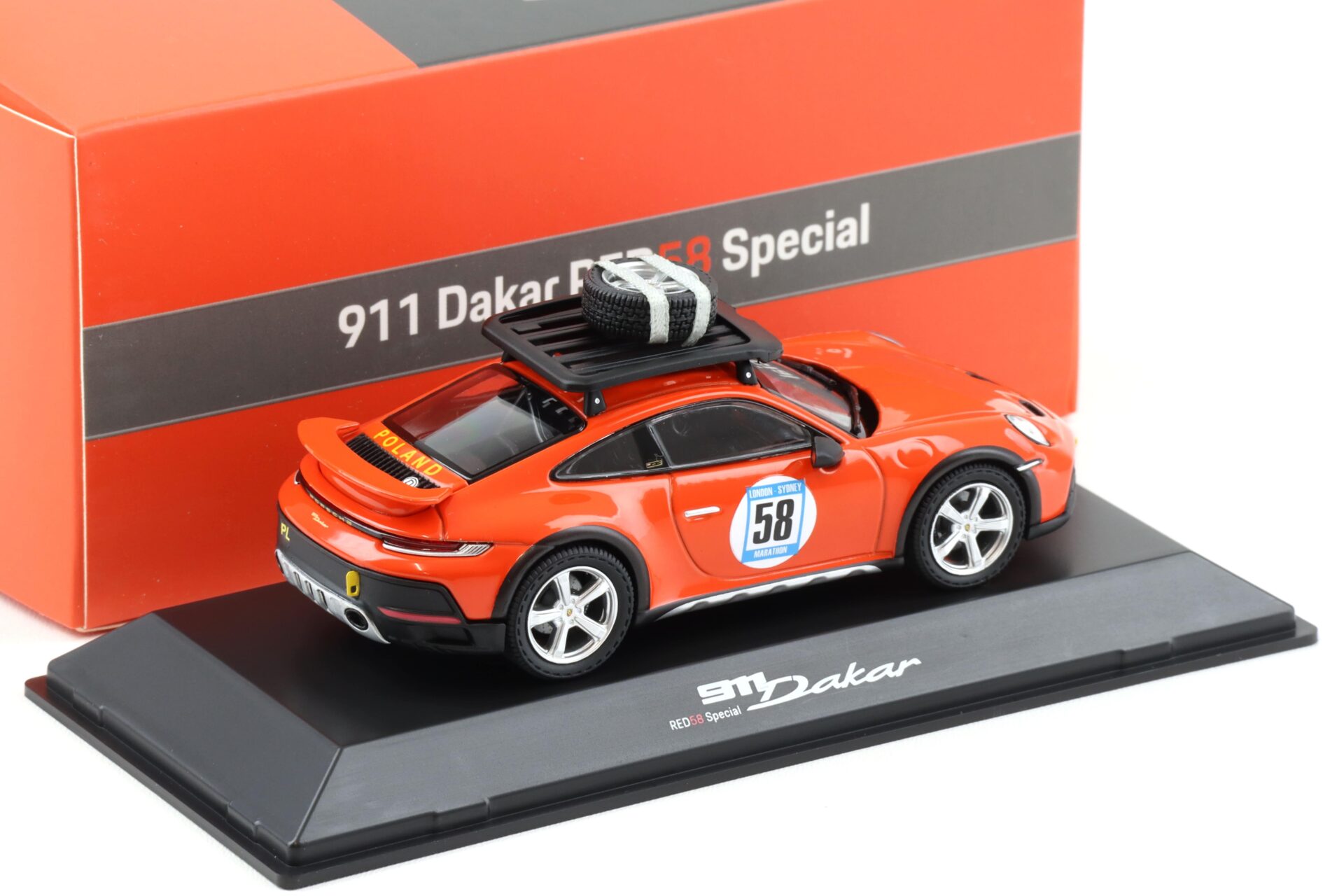 1:43 Spark Porsche 911 (992) Dakar RED58 Special orange Limited WAP DEALER