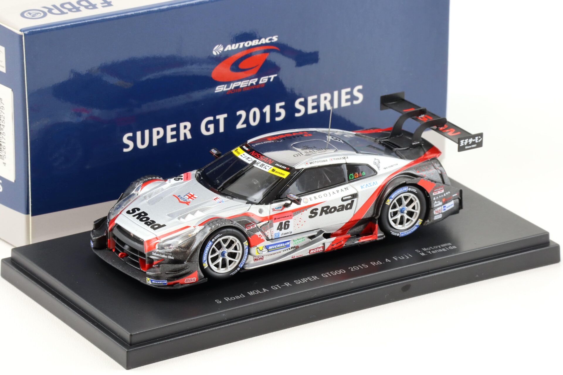 1:43 Ebbro Nissan GT-R Super GT500 S Road MOLA GT-R 2015 Rd.4 Fuji #46 Motoyama