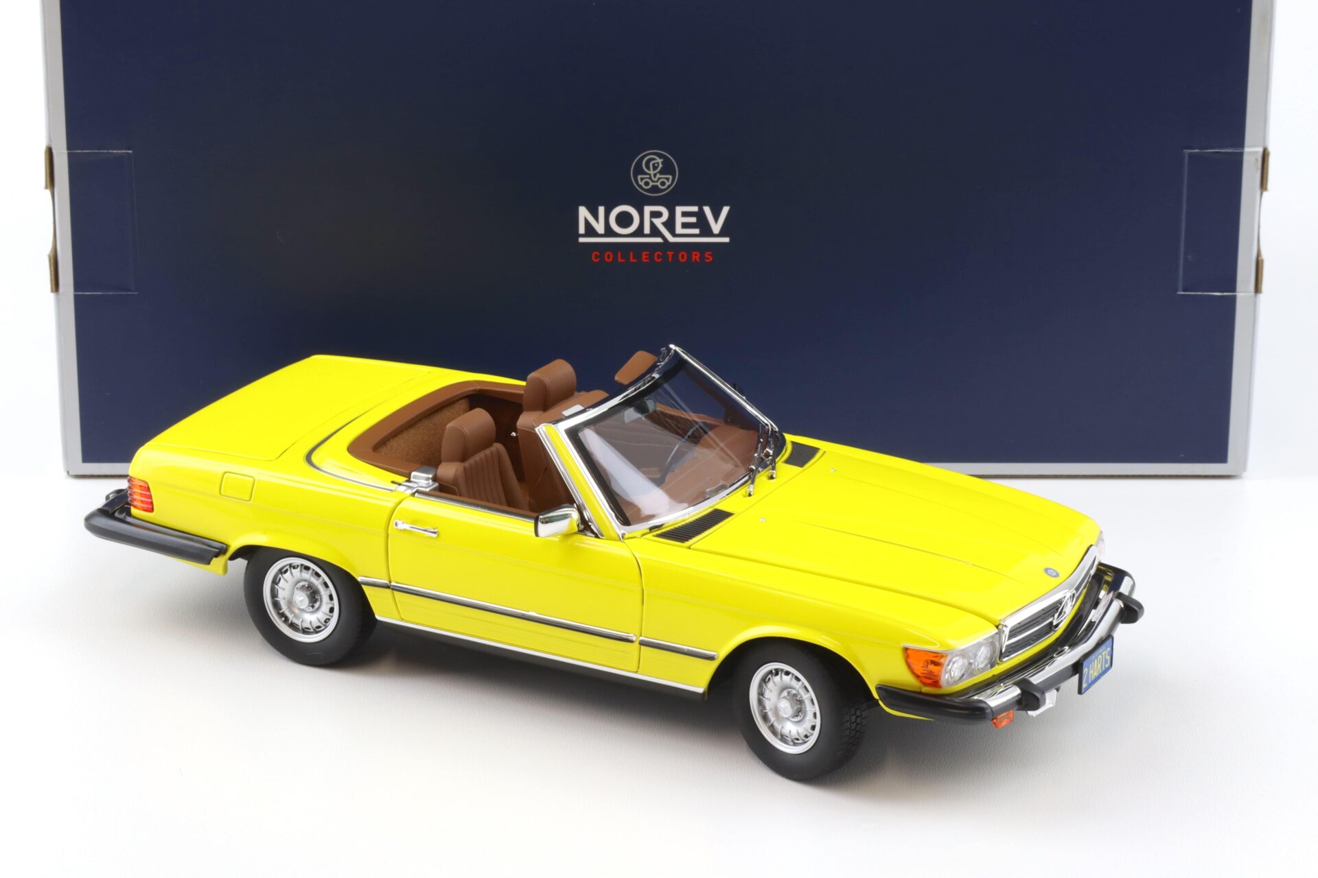 1:18 Norev Mercedes 450 SL R107 US Version 1979 yellow Hart aber Herzlich