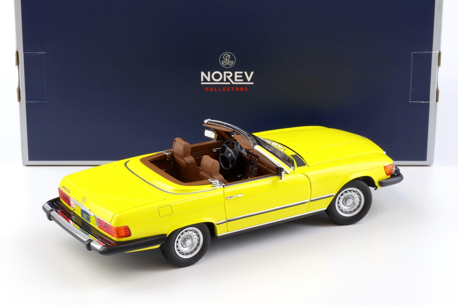 1:18 Norev Mercedes 450 SL R107 US Version 1979 yellow Hart aber Herzlich