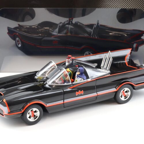 1:18 Hot Wheels BATMAN Classic TV Series Batmobile with Batman + Robin black