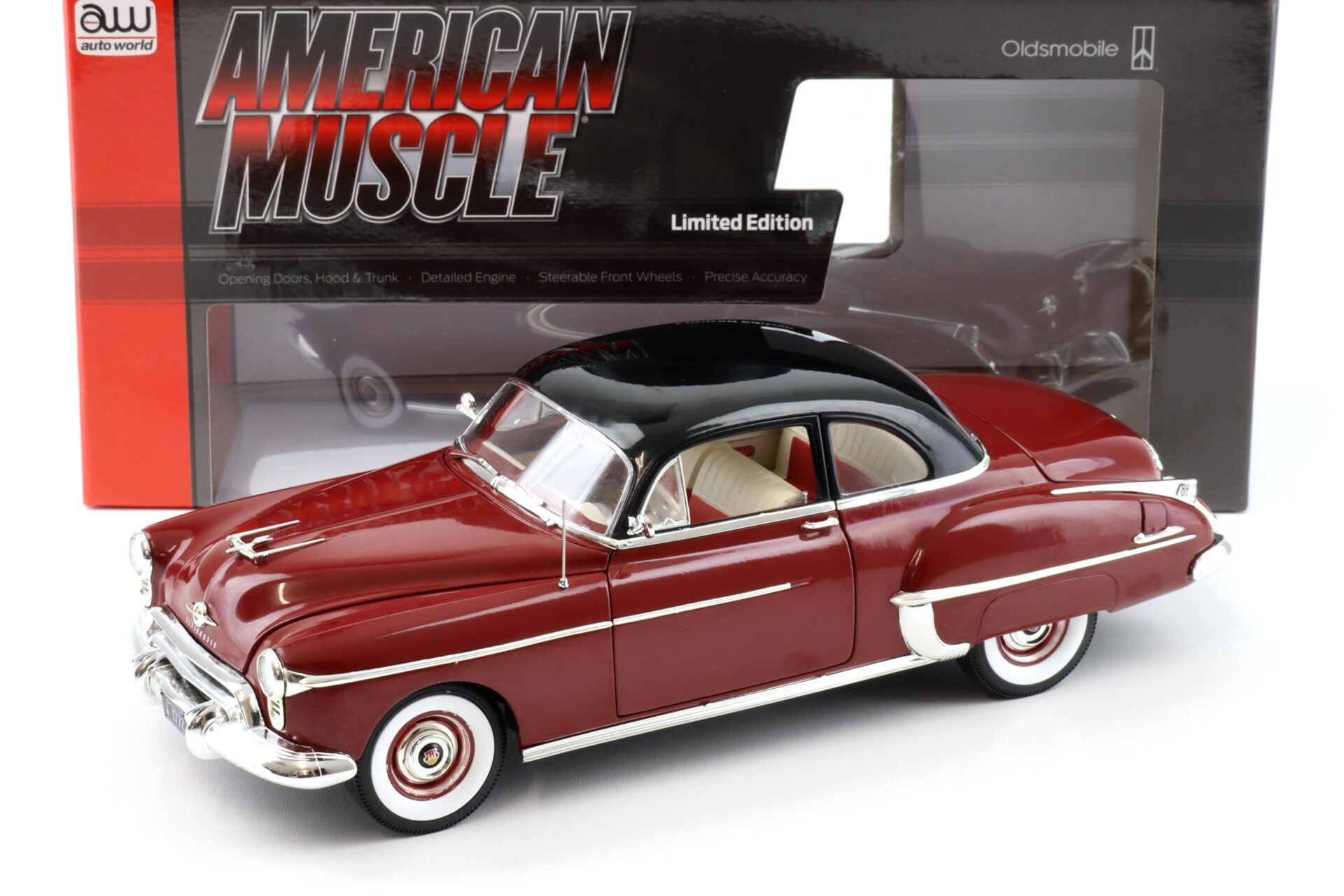 1:18 Auto World 1950 Oldsmobile Rocket 88 Holiday Coupe dark red/ black