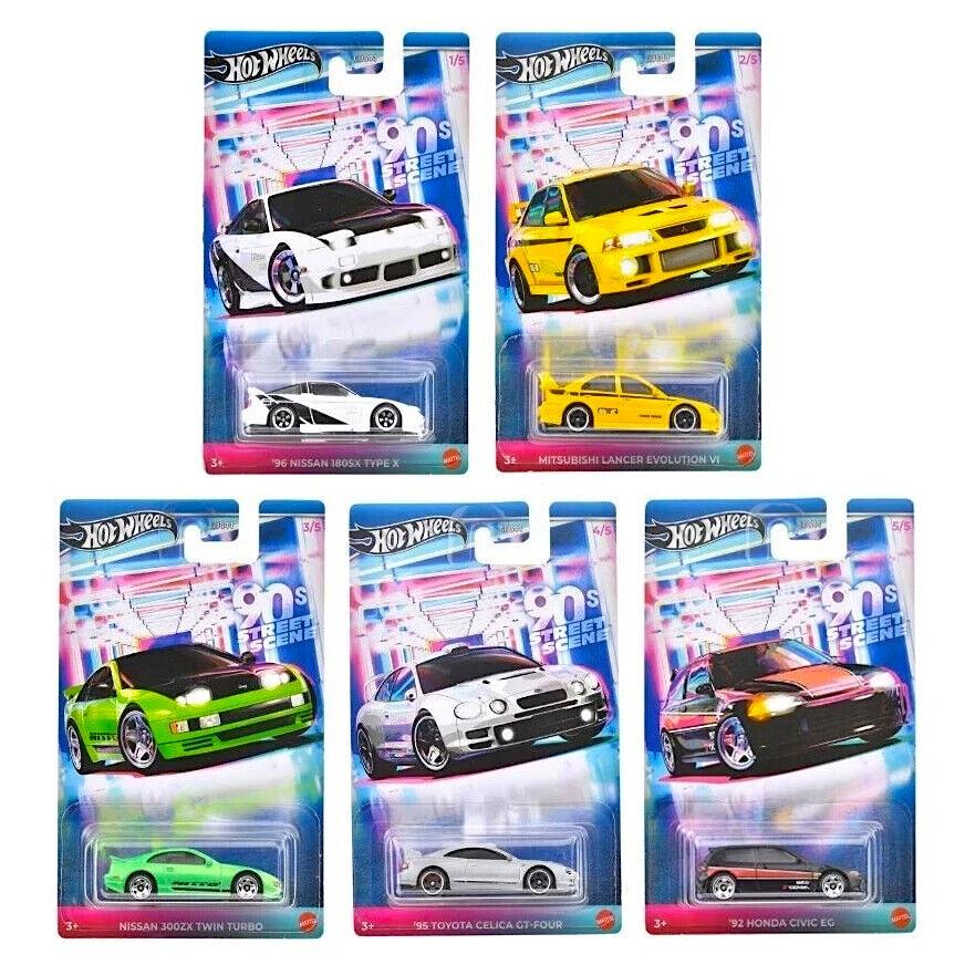 1:64 Hot Wheels 2024 90Â´s Street Scene Pack 5 pcs. JDY83-979A Mitsubishi, Nissan