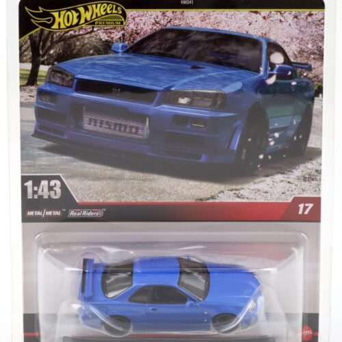 1:43 Hot Wheels Premium 2024 Real Riders JCP61 Nissan Skyline GT-R R34 V-Spec II Nur