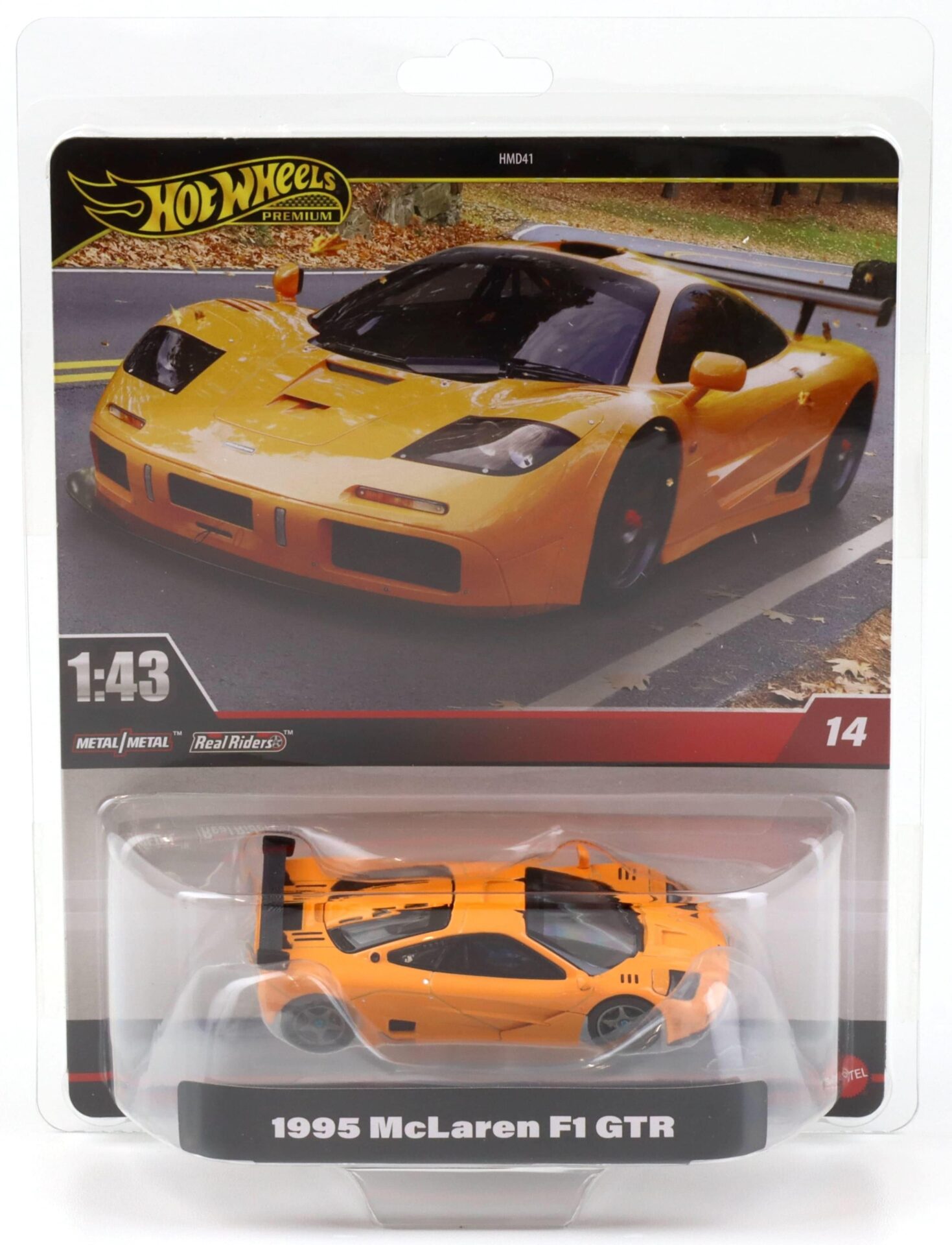 1:43 Hot Wheels Premium 2024 Real Riders HWT15 - 1995 McLaren F1 GTR orange