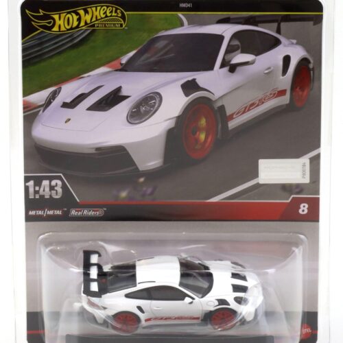 1:43 Hot Wheels Premium 2024 Real Riders Porsche 911 992 GT3 RS white/ red