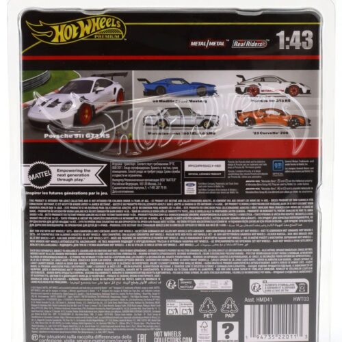 1:43 Hot Wheels Premium 2024 Real Riders Porsche 911 992 GT3 RS white/ red