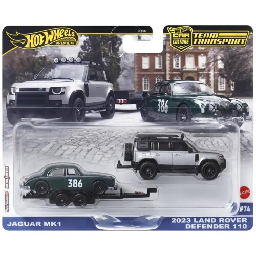 1:64 Hot Wheels Premium 2024 Team Transport JBM29 Jaguar MK1 + Land Rover Defender