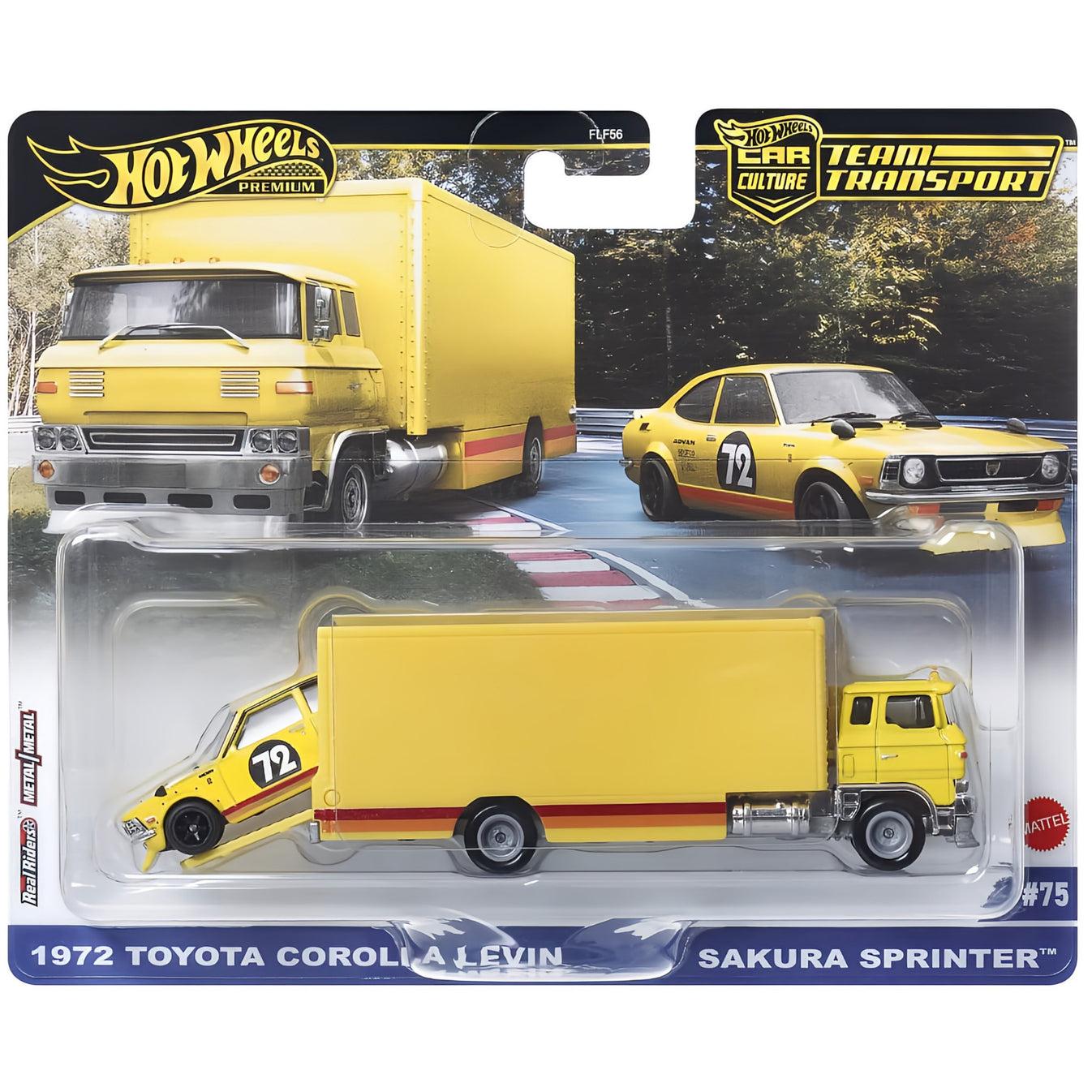 1:64 Hot Wheels Premium 2024 Team Transport JBM34 Toyota Corolla Levin + Sakura Sprinter