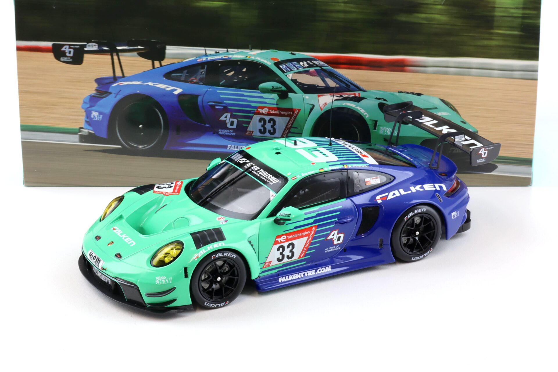 1:18 IXO Porsche 911 992 GT3 R 24h Nürburgring 2023 #33 FALKEN Bachler/ Müller