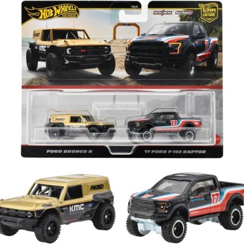 1:64 Hot Wheels 2025 Premium 2-Pack Ford Bronco R + Ford F-150 Raptor 979M
