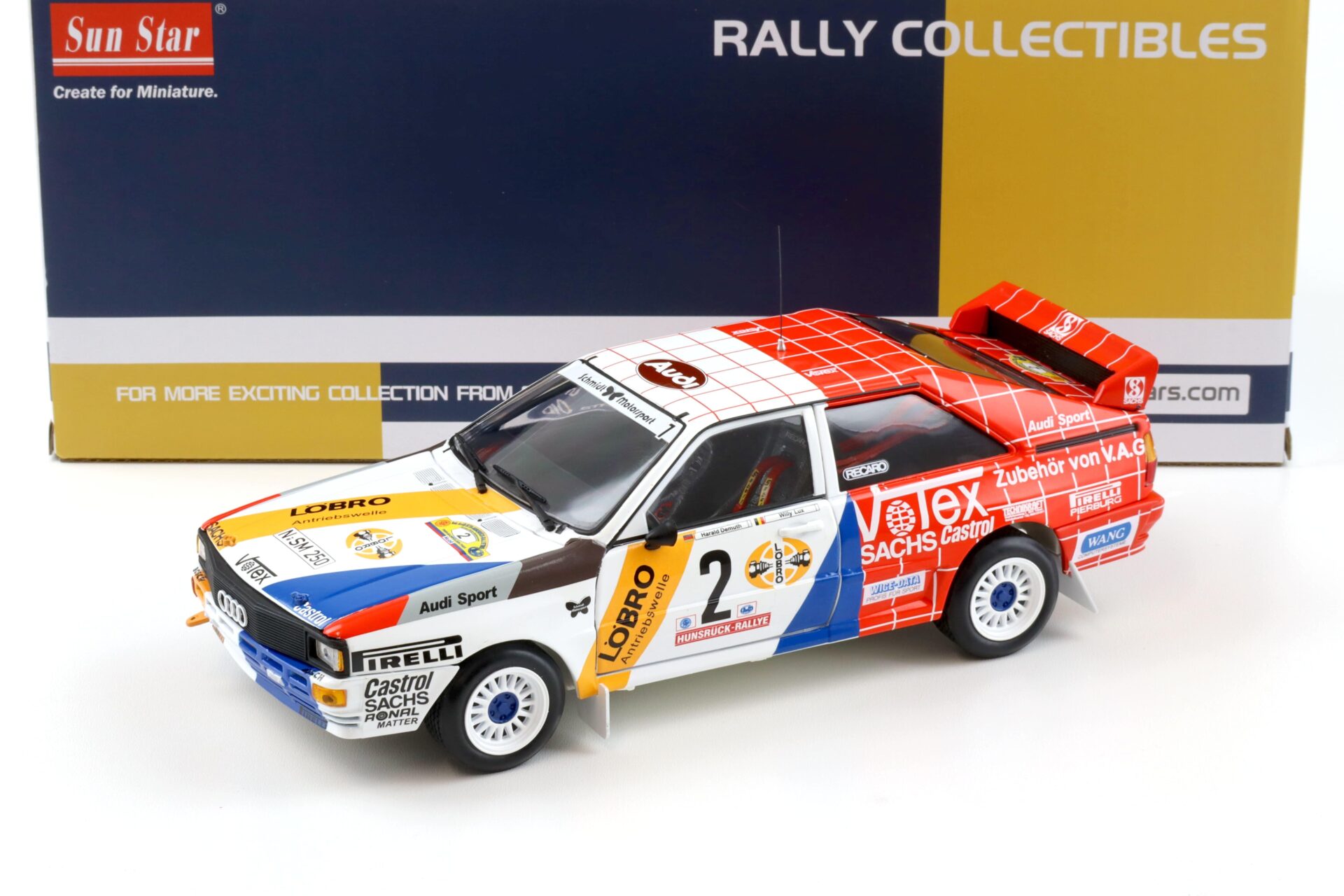 1:18 Sun Star Audi Quattro A1 Winner Int. AVD/STH Hunsrück Rally 1984 #2 Demuth