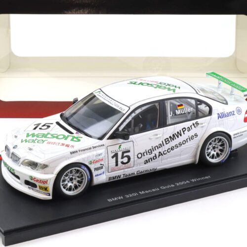 1:18 AUTOart BMW 320i (E46) Macau Guia Race 2004 Winner #15 J.Müller 80449