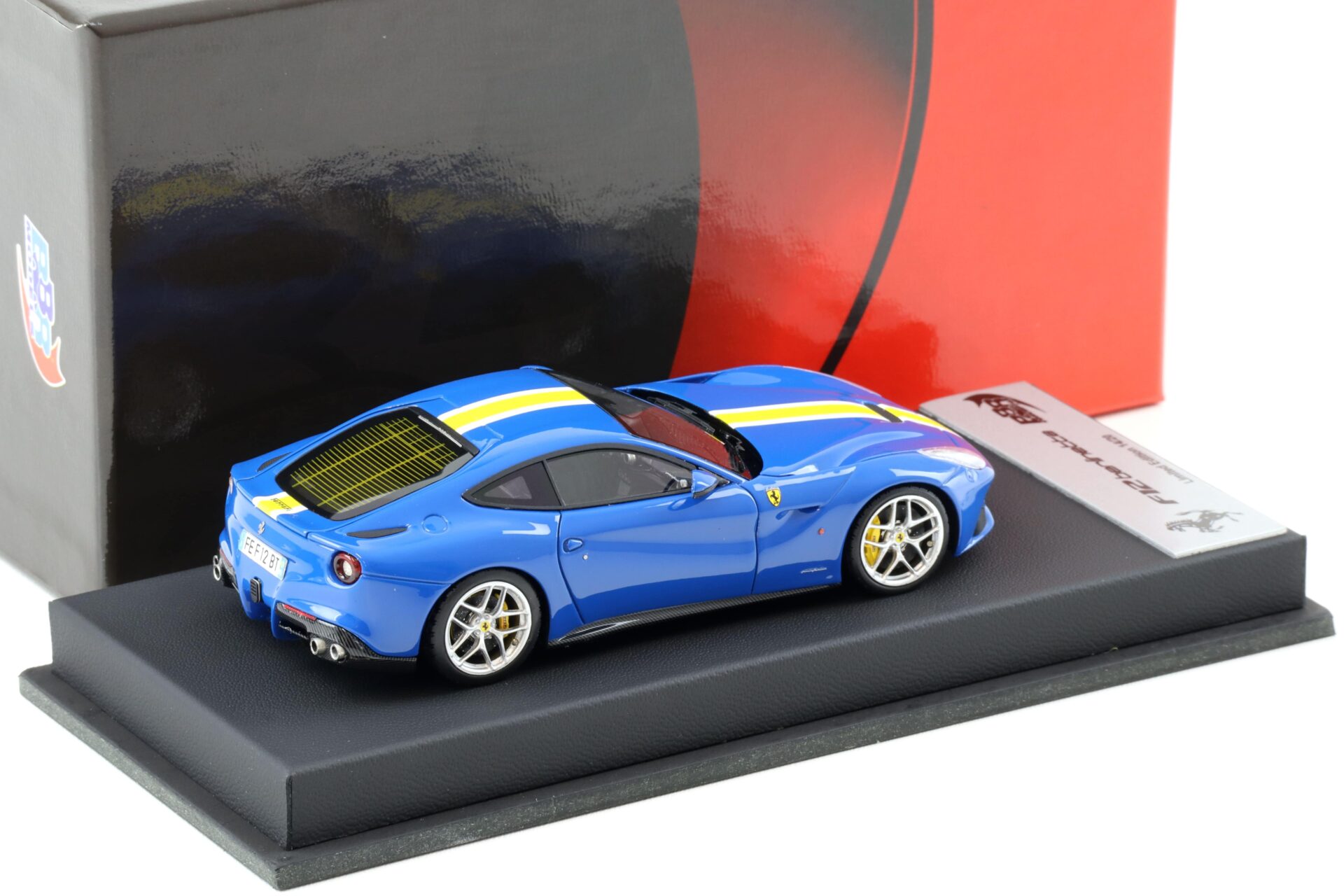 1:43 BBR Ferrari F12 Berlinetta Azzurro Dino/ yellow stripe - Limited 20 pcs.