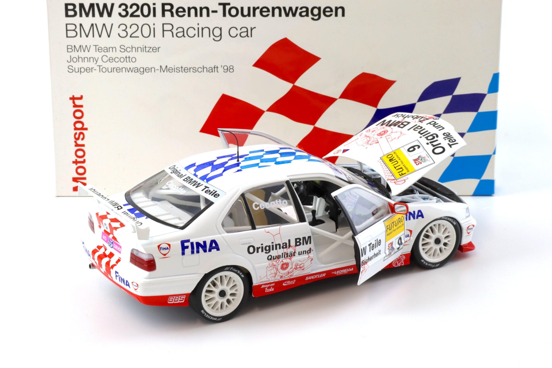 1:18 UT Models BMW 320i E36 STW 1998 Team Schnitzer #9 Cecotto DEALER VERSION