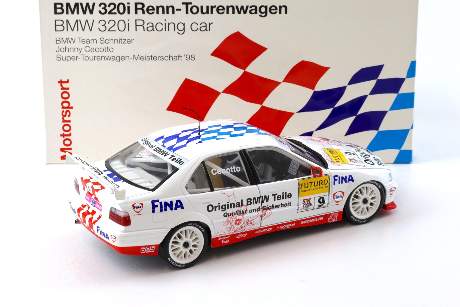 1:18 UT Models BMW 320i E36 STW 1998 Team Schnitzer #9 Cecotto DEALER VERSION