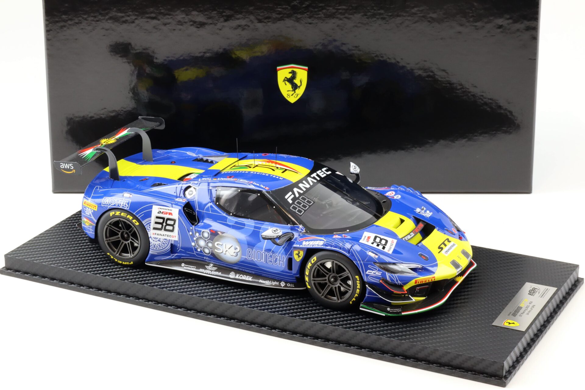 1:18 BBR Competition Ferrari 296 GT3 ST Racing 24h SPA 2023 #38 Sam.Tan/ Miller
