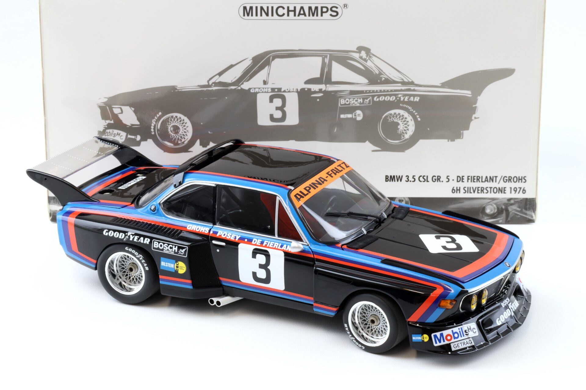 1:18 Minichamps BMW 3.5 CSL Gr.5 #3 De Fierlant/ Grohs 6h Silverstone 1976
