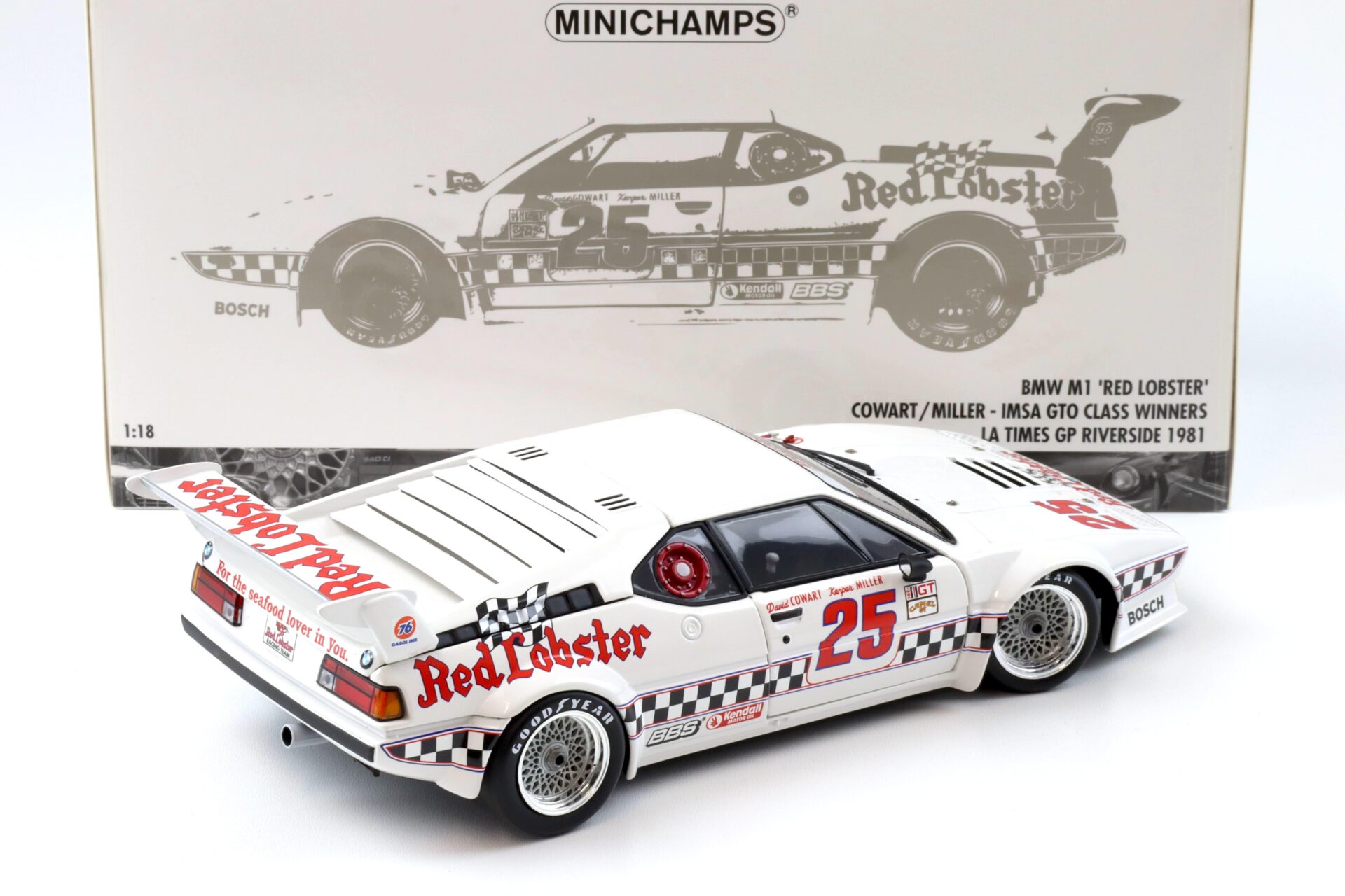 1:18 Minichamps BMW M1 Red Lobster Miller/ Cowart LA Times GP Riverside 1981