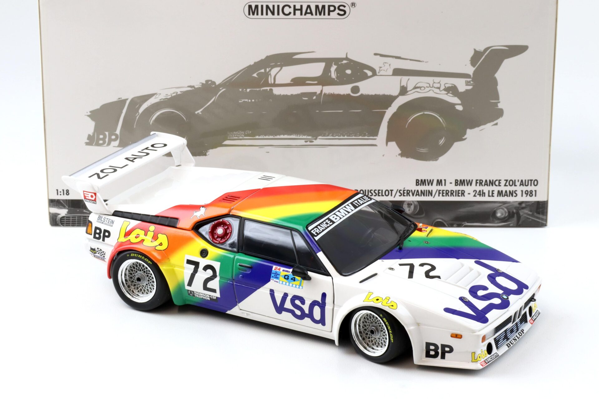 1:18 Minichamps BMW M1 BMW France ZOL AUTO VSD 24h Le Mans 1981 Rousselot