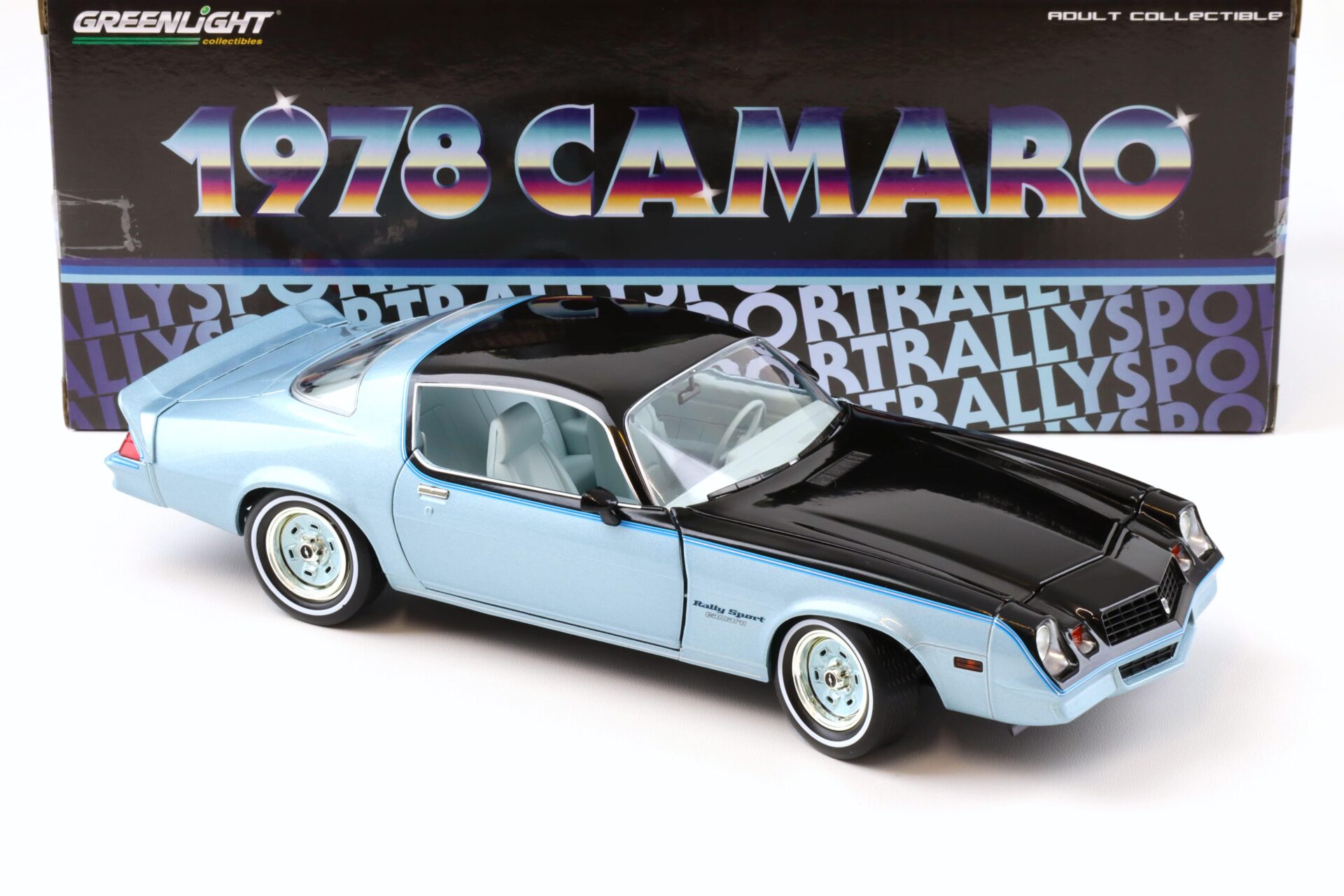 1:18 Greenlight 1978 Chevrolet Camaro Rally Sport Bright blue metallic/ black