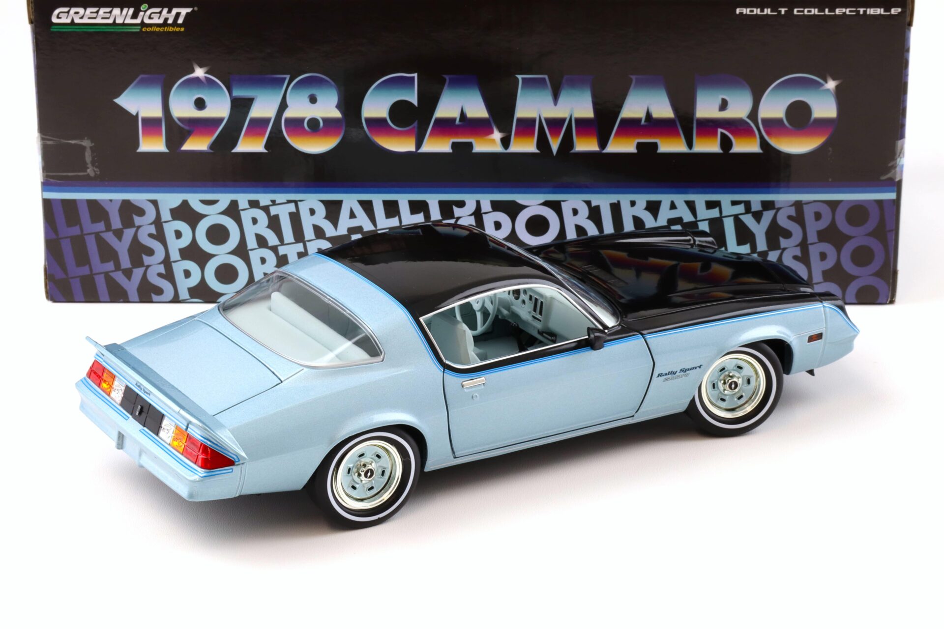 1:18 Greenlight 1978 Chevrolet Camaro Rally Sport Bright blue metallic/ black