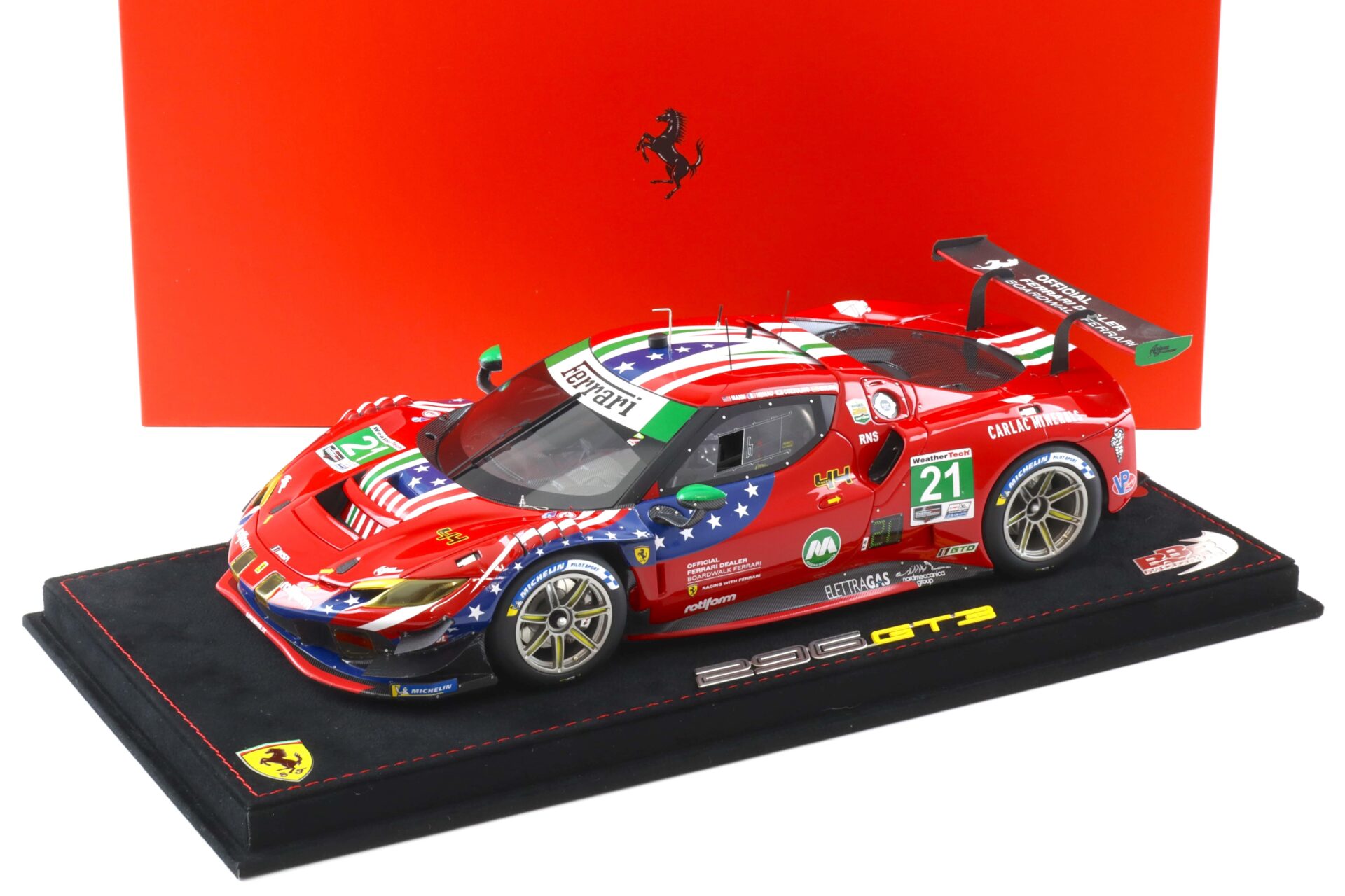 1:18 BBR Ferrari 296 GT3 #21 - 24h Daytona 2024 Mann/ Molina/Cozzolino/Heriau - Limited 99 pcs.