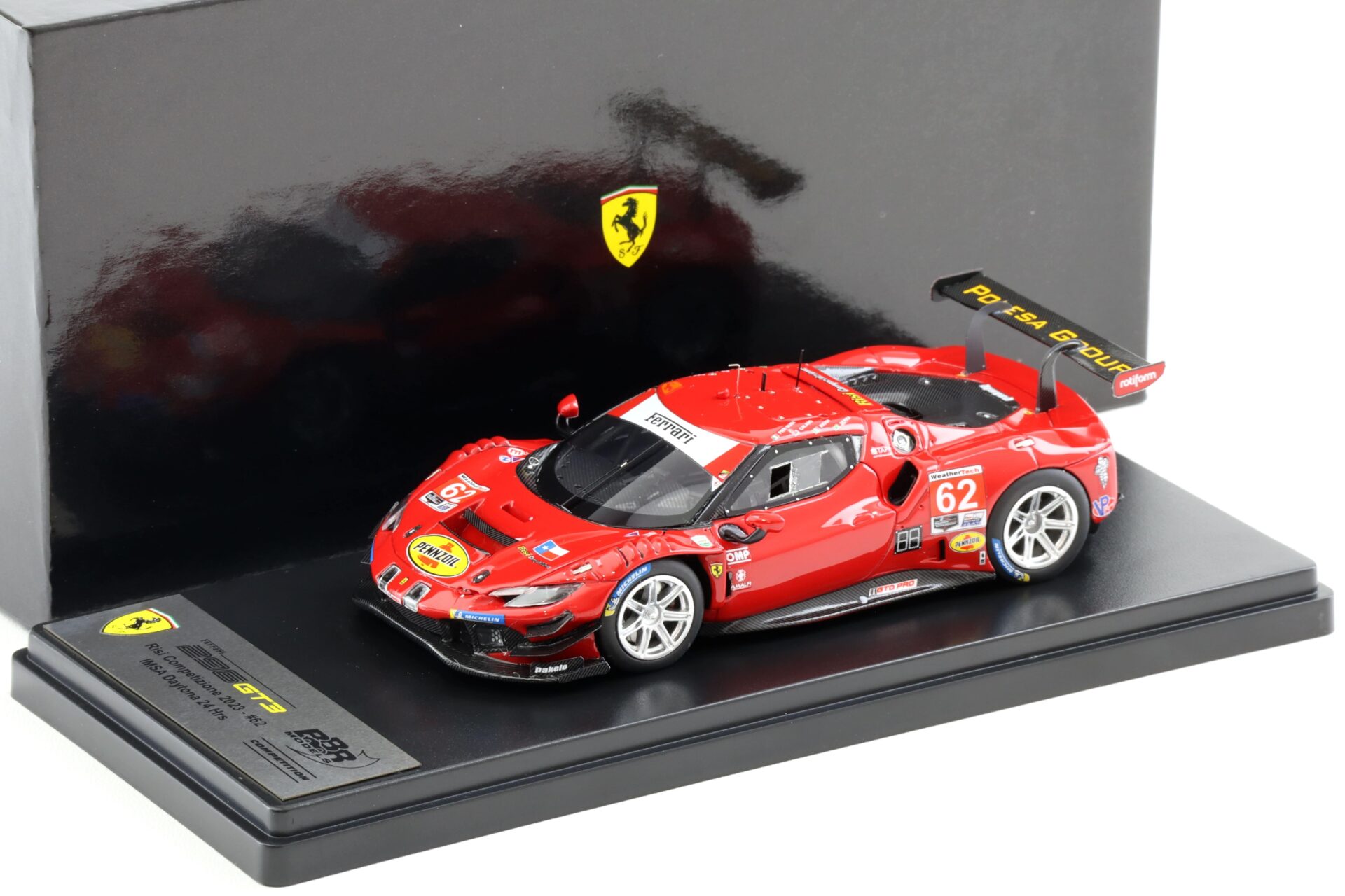 1:43 BBR Competition Ferrari 296 GT3 Risi Competizione 2023 #62 IMSA Datytona 24h